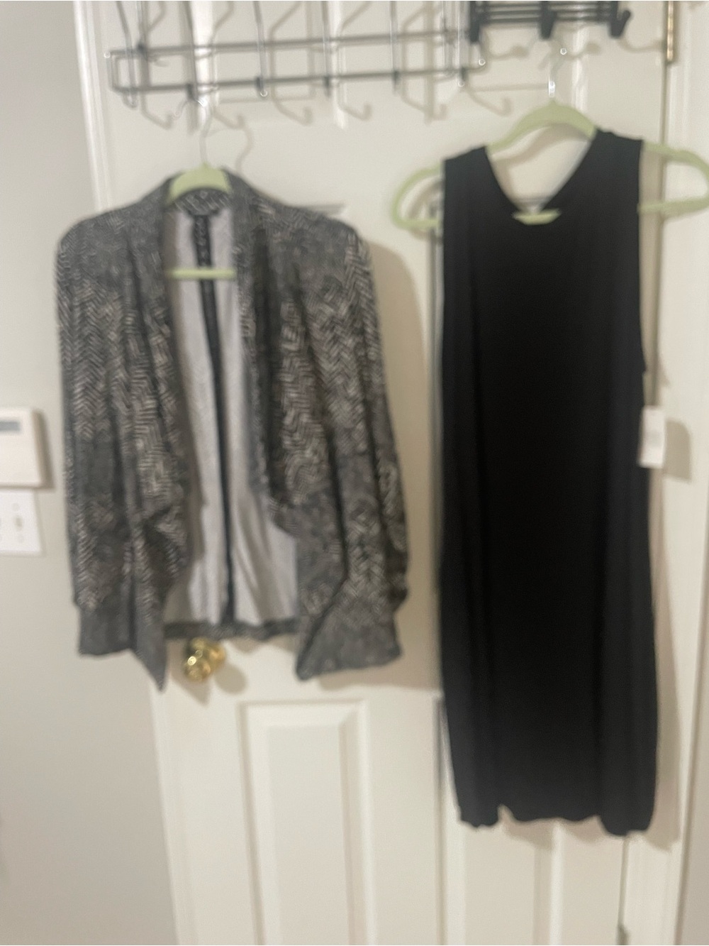 Black white patterned  Women's Jacket large premise nwt strechy a line blk dress